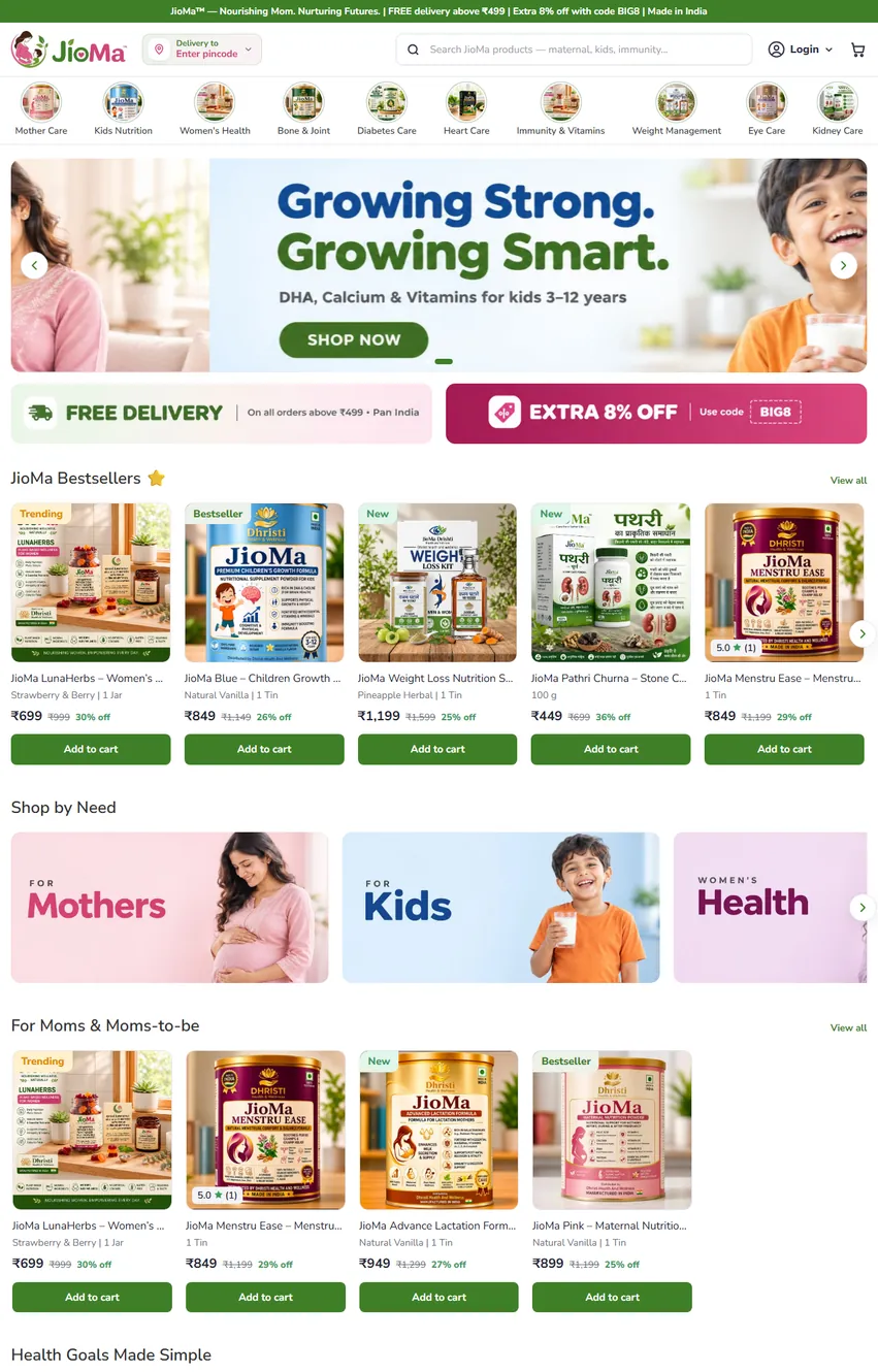 Dhristi Health e-commerce website by ZEDIX