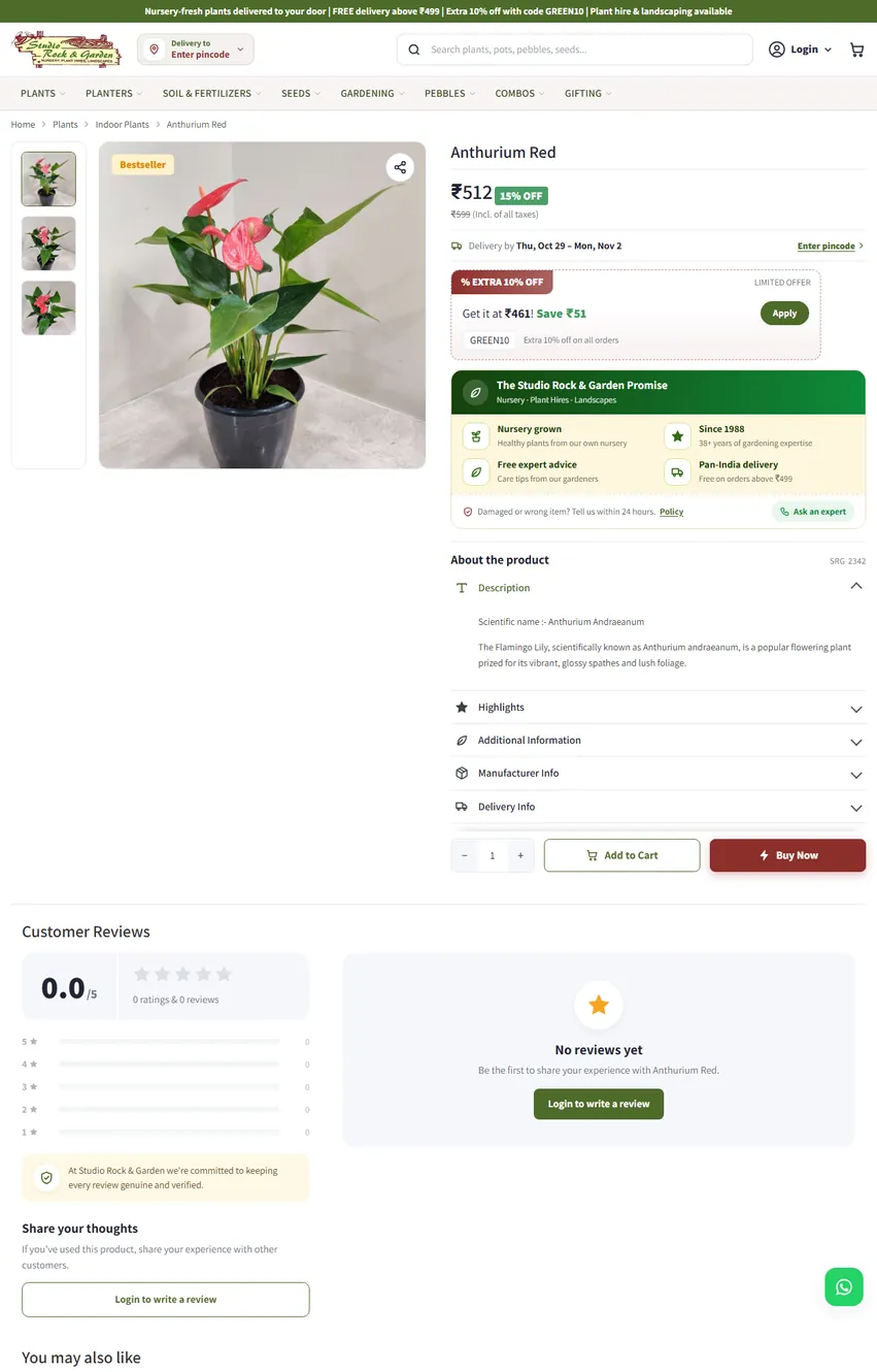 Studio Rock & Garden plant nursery e-commerce website by ZEDIX