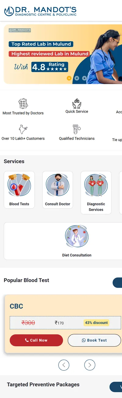 Dr. Mandot’s Lab mobile website by ZEDIX